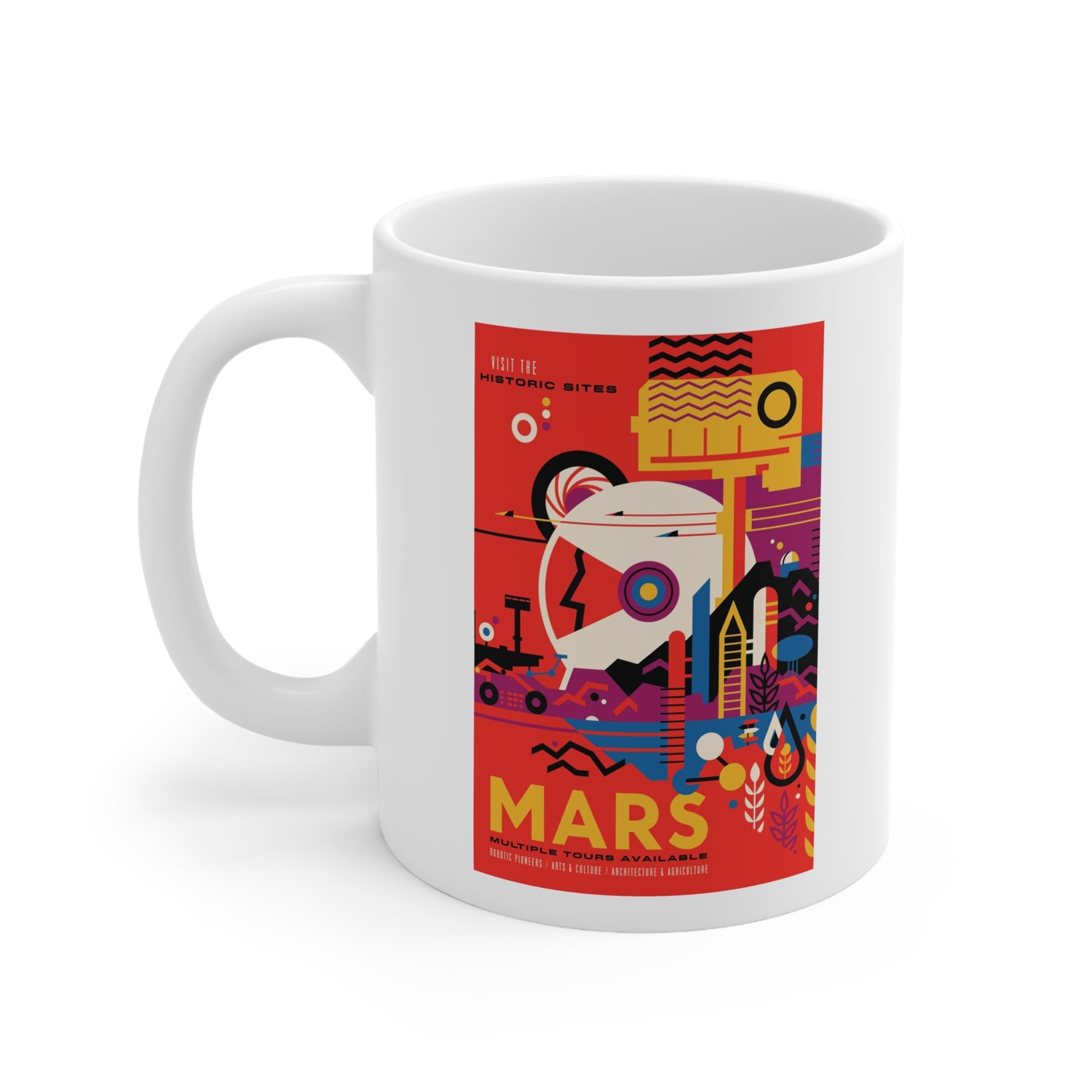 Retrofuturist Mars Space Tourism Ceramic Mug 11oz