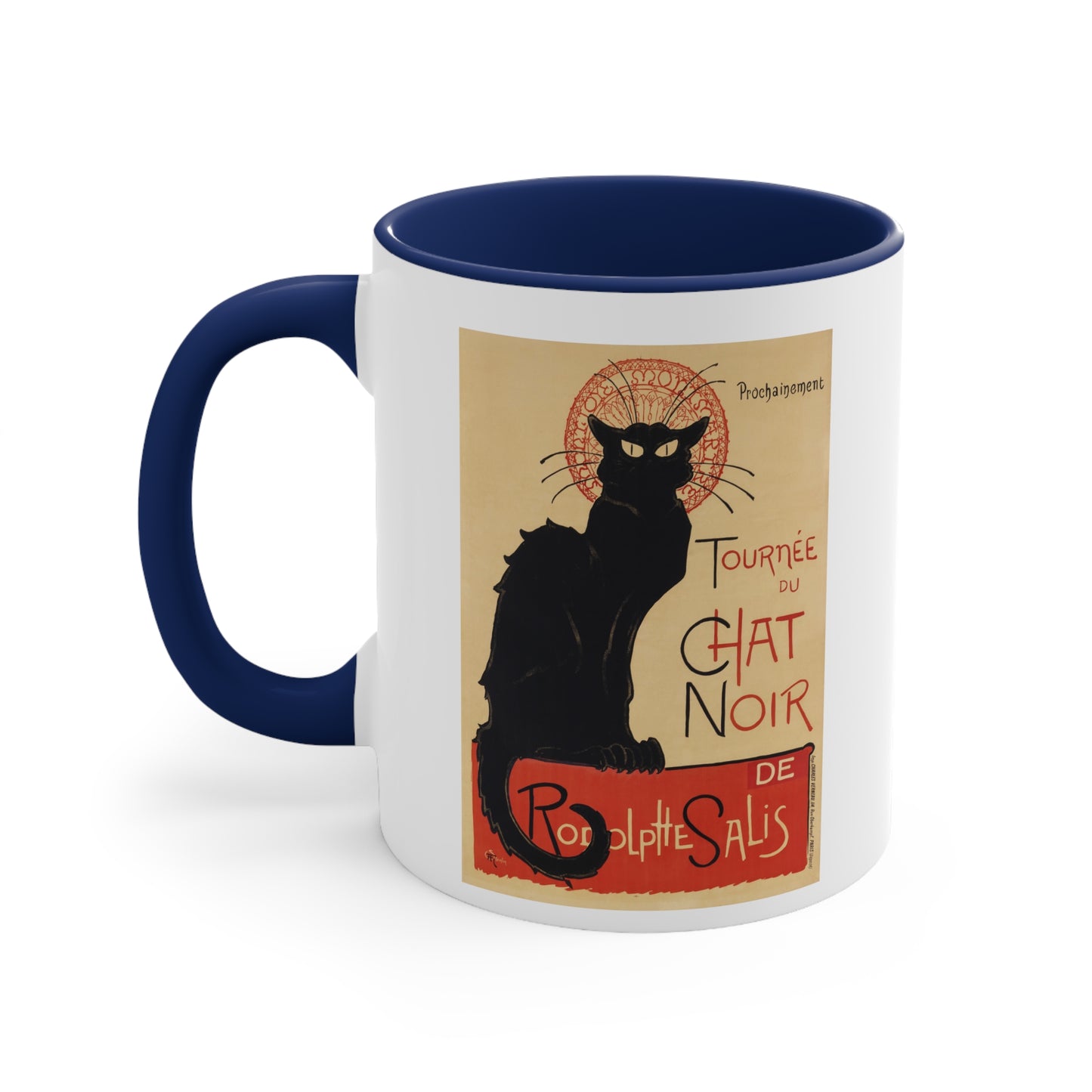 Retro Chat Noir Accent Coffee Mug, 11oz