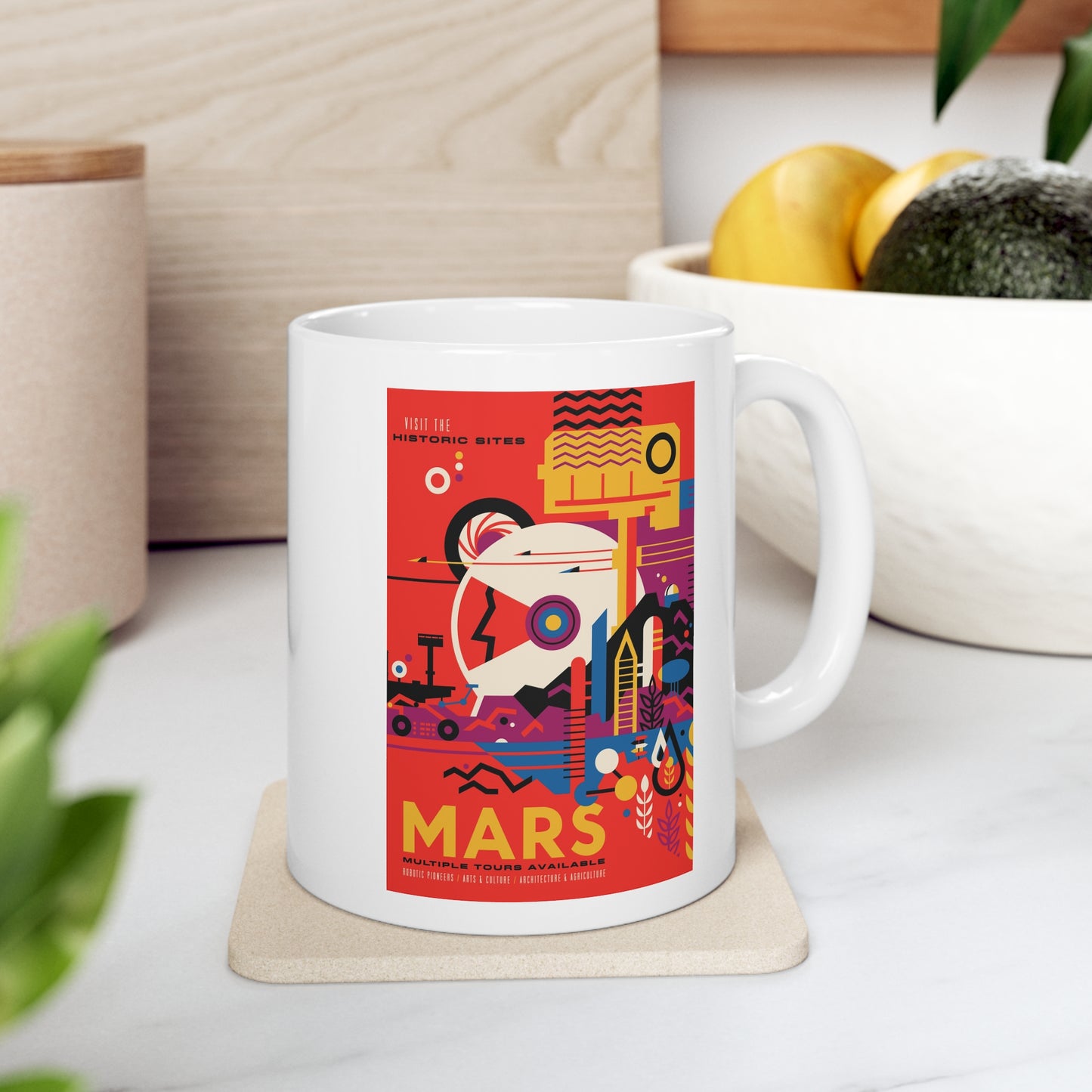 Retrofuturist Mars Space Tourism Ceramic Mug 11oz