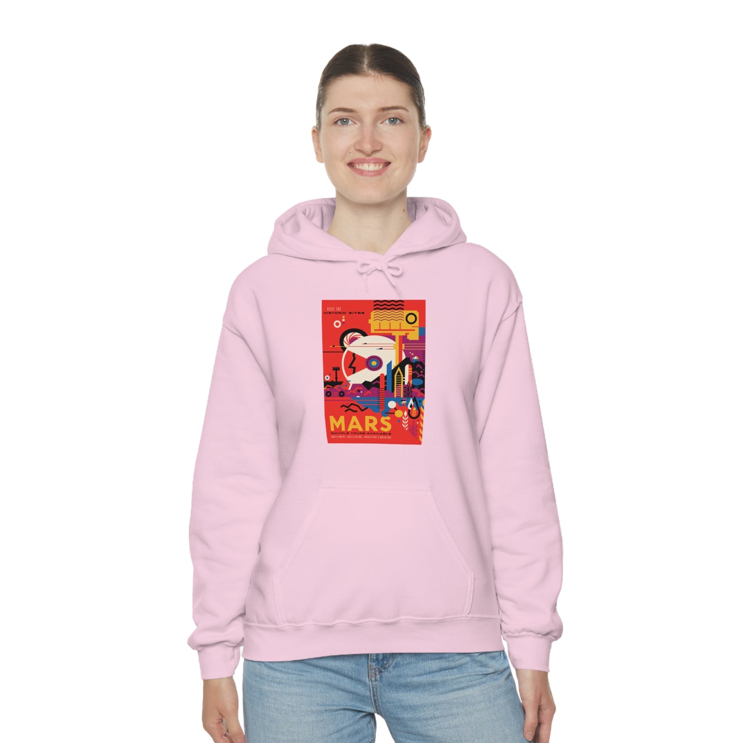 Retrofuturist Space Tourism to Mars Hooded Sweatshirt