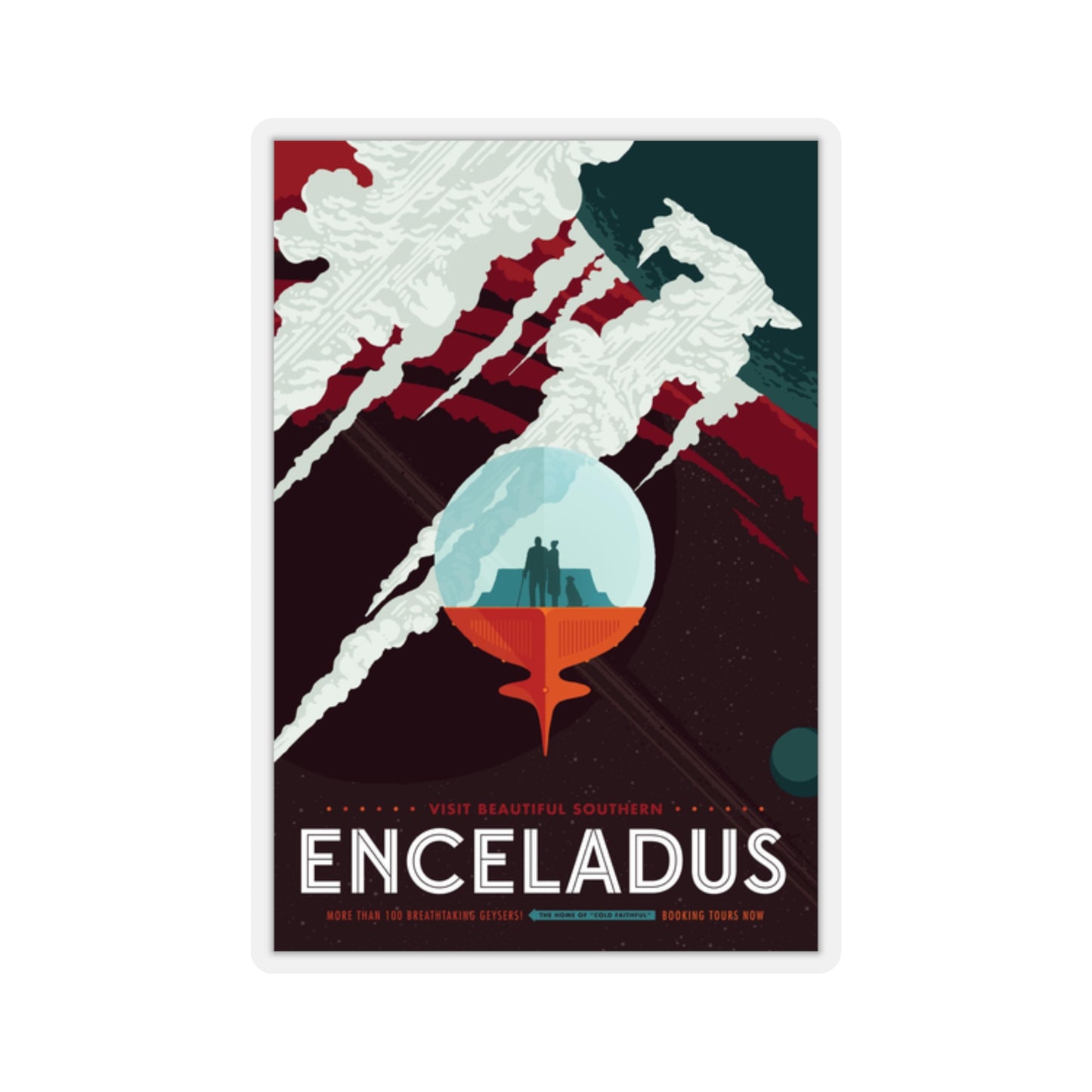 Retrofuturist Enceladus Space Tourism Sticker