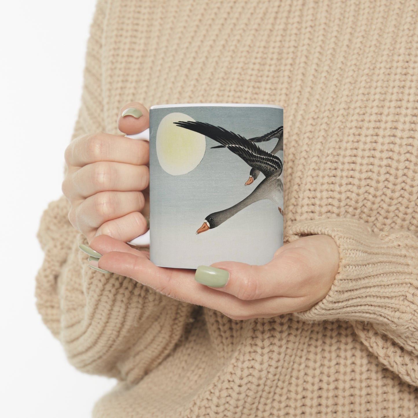 Birds at Full Moon Japanese Design Ceramic Mug 11oz