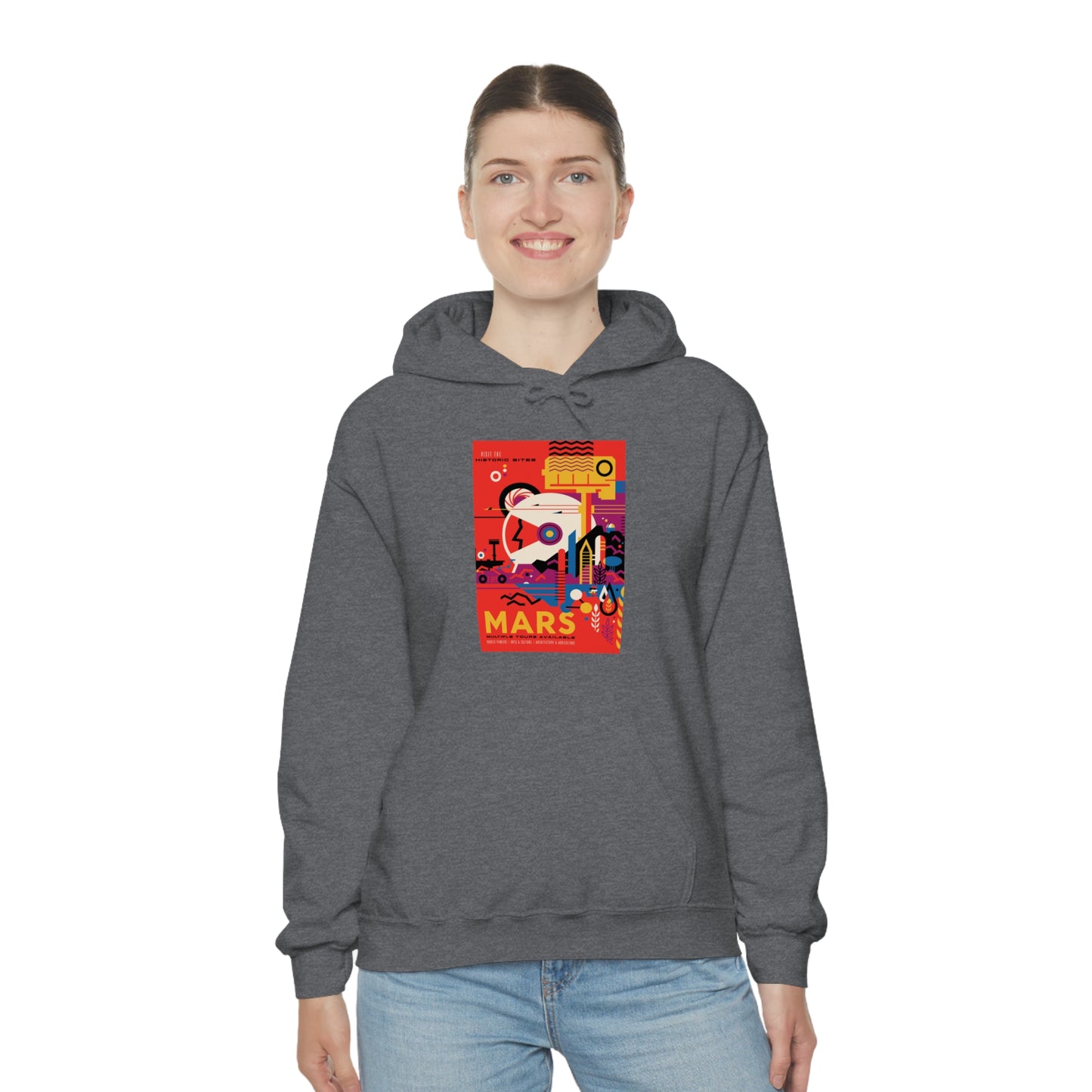 Retrofuturist Space Tourism to Mars Hooded Sweatshirt