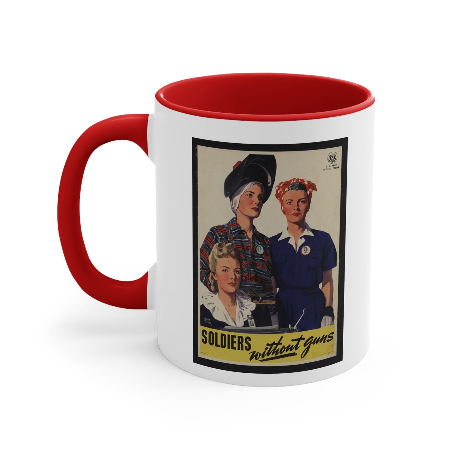 Vintage 'Soldiers Without Guns' Propaganda Accent Coffee Mug, 11oz