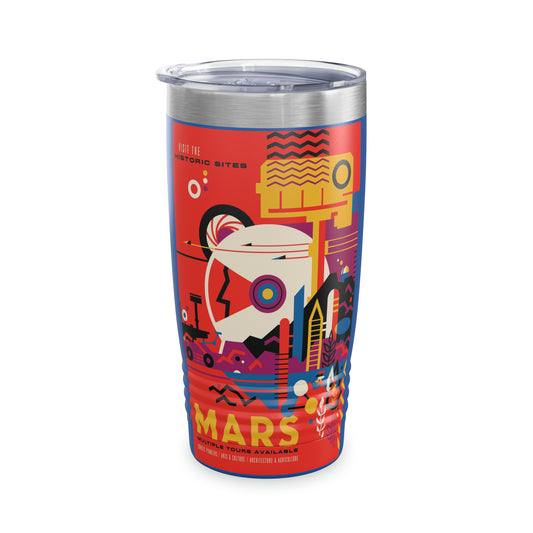 Retrofuturist Space Tourism to Mars Ringneck Tumbler, 20oz