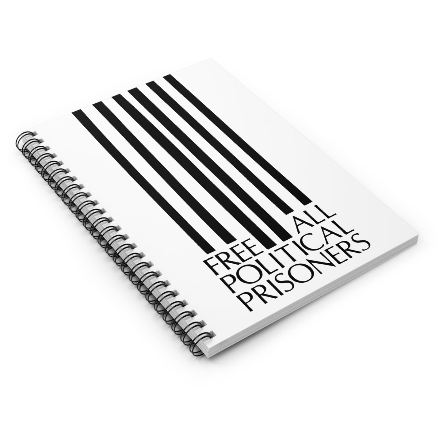 'Free All Political Prisoners' Black on White Notebook