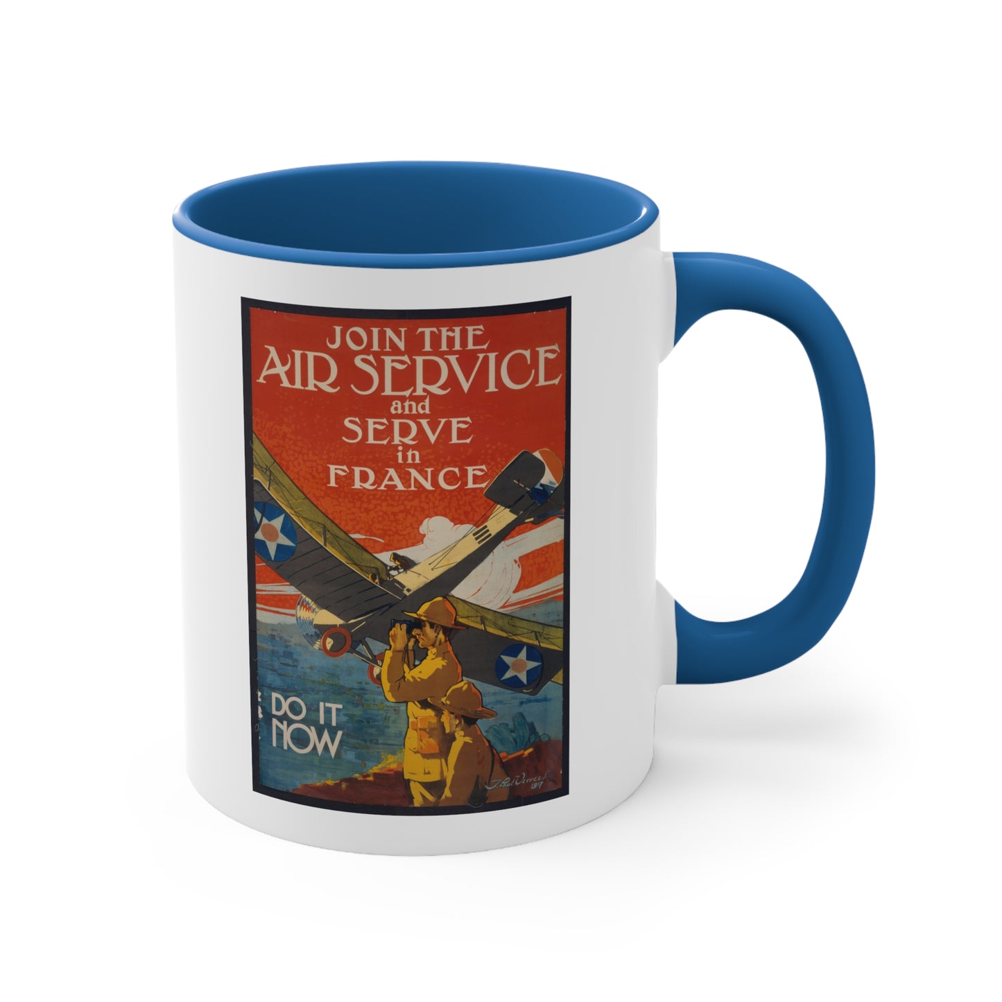 Vintage 'Serve in France' Propaganda Accent Coffee Mug, 11oz