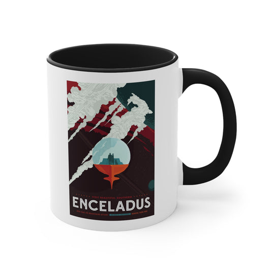 Retrofuturist Encedalus Space Tourism Accent Coffee Mug, 11oz