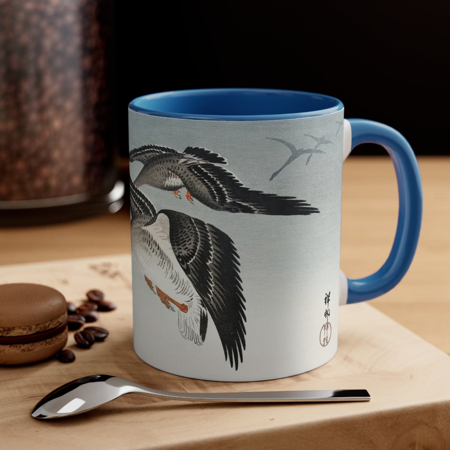 Birds at Full Moon Japanese Print Accent Coffee Mug, 11oz