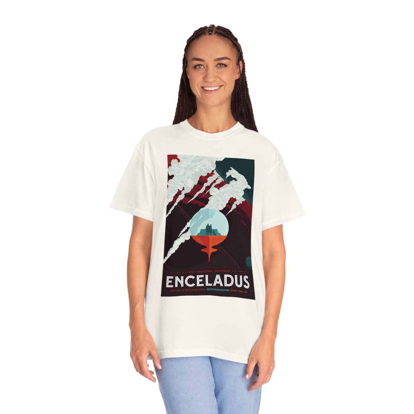 Retrofuturist Enceladus Tourism Print Shirt