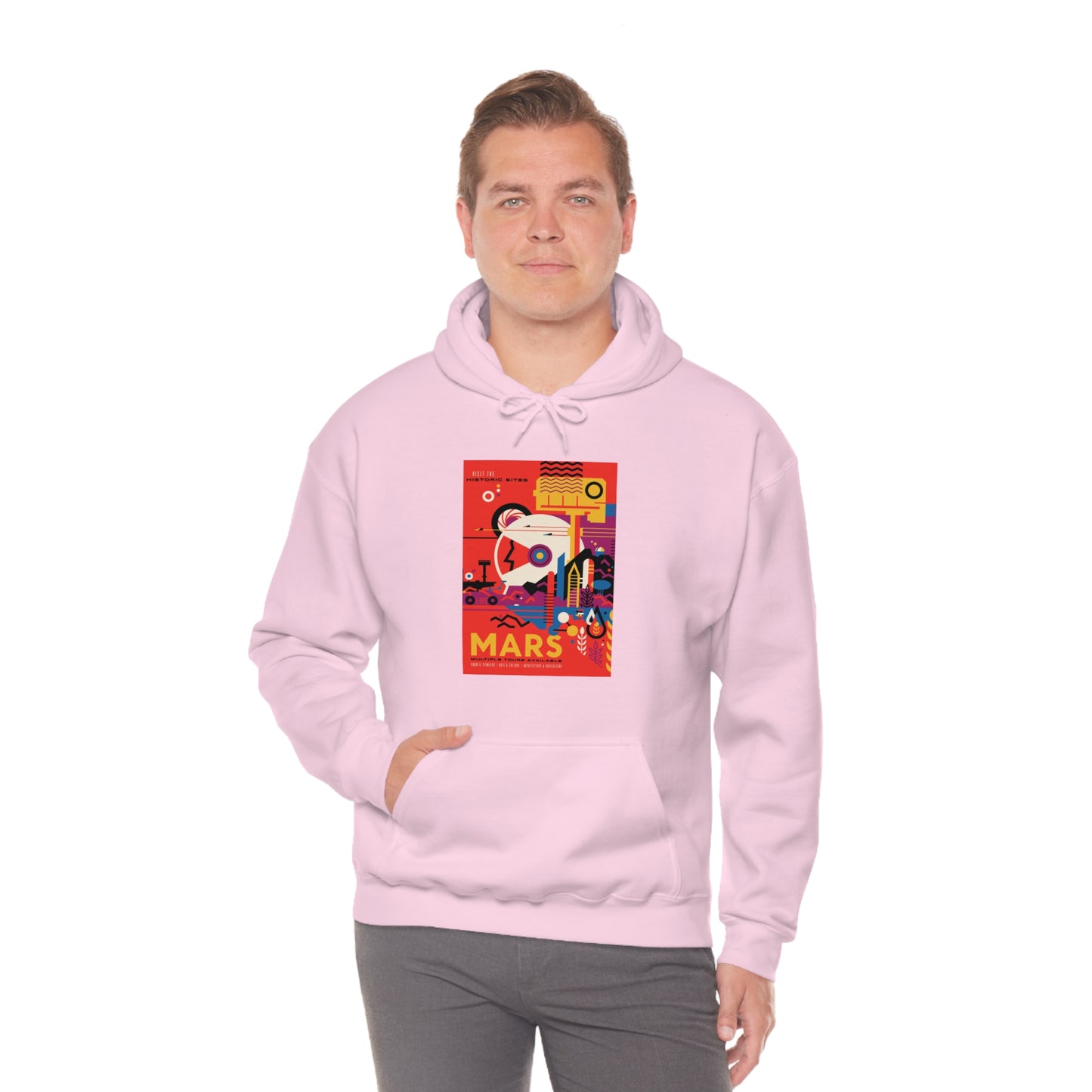 Retrofuturist Space Tourism to Mars Hooded Sweatshirt