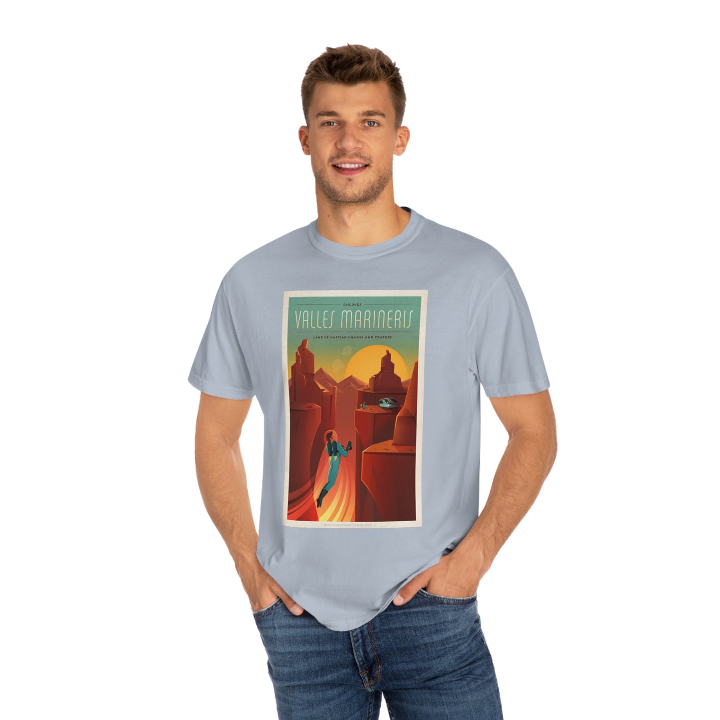 Retrofuturist Mars Space Tourism Print Shirt