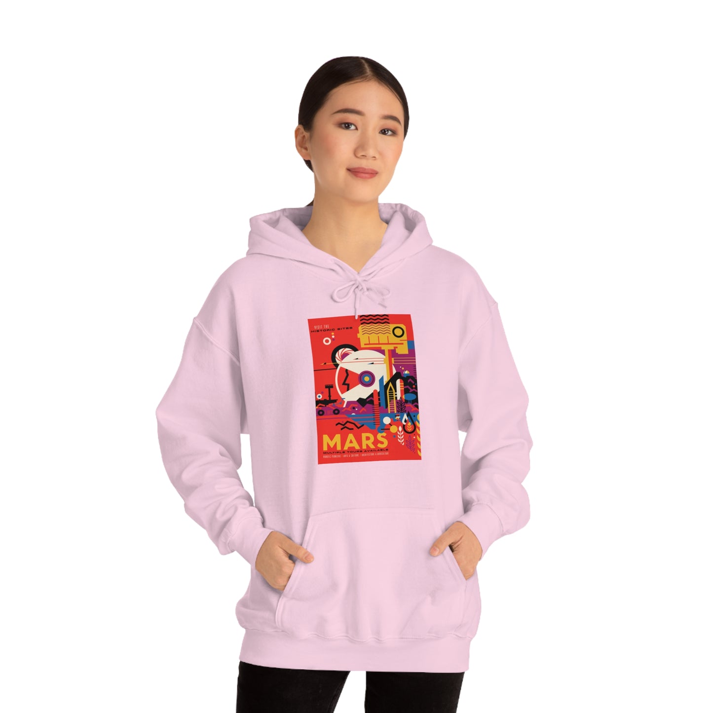 Retrofuturist Space Tourism to Mars Hooded Sweatshirt