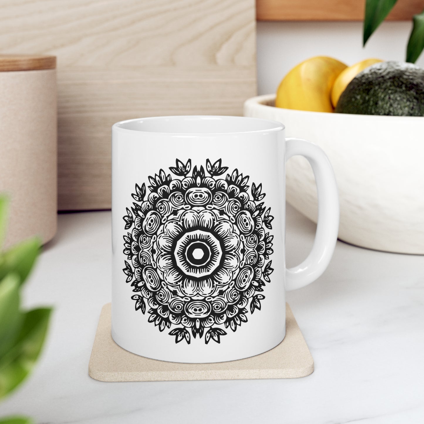 Flower Mandala Ceramic Mug 11oz