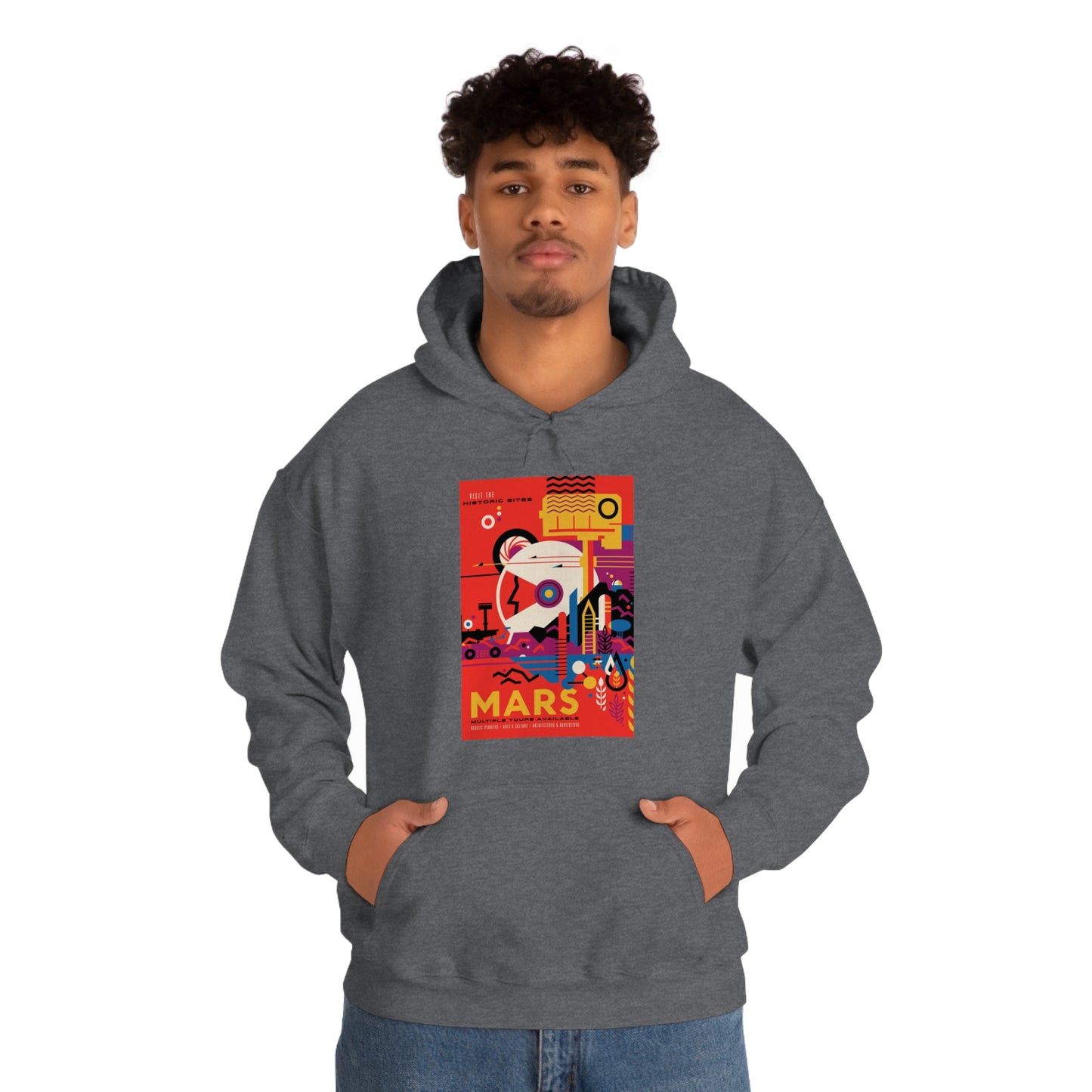 Retrofuturist Space Tourism to Mars Hooded Sweatshirt