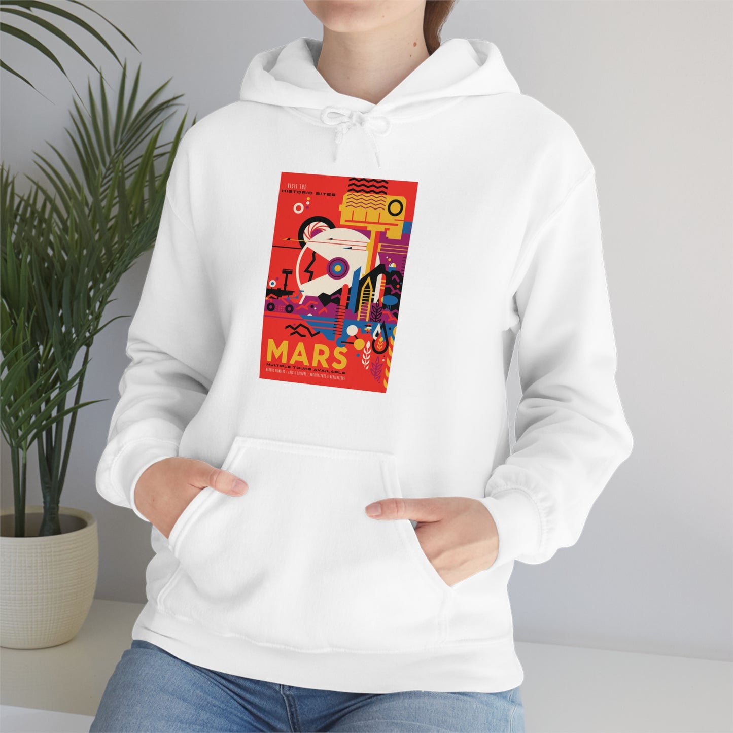 Retrofuturist Space Tourism to Mars Hooded Sweatshirt