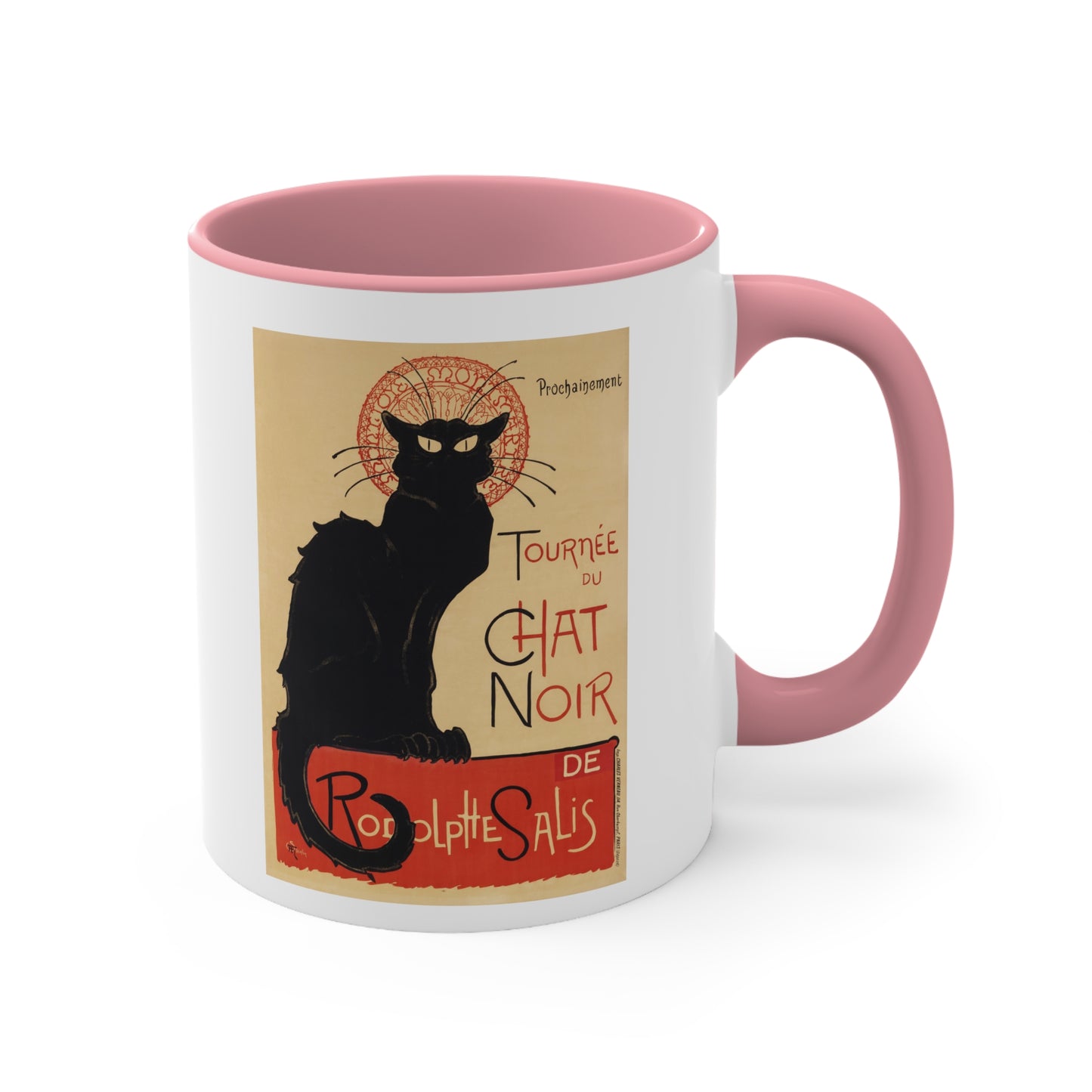 Retro Chat Noir Accent Coffee Mug, 11oz