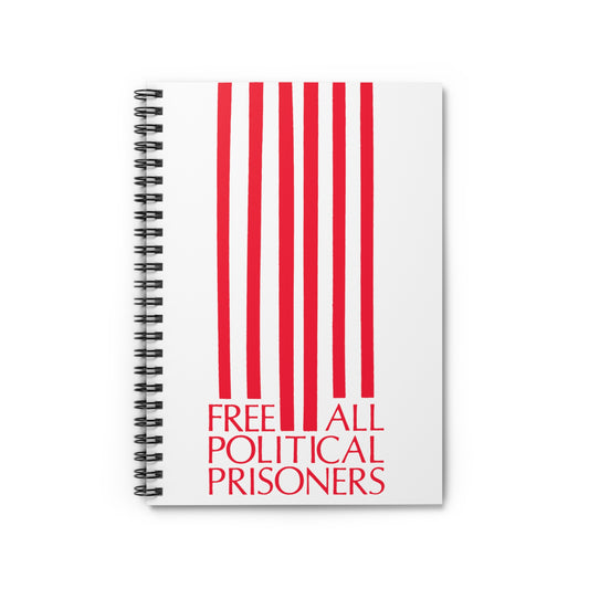 'Free All Political Prisoners' Red on White Spiral Notebook - Ruled Line