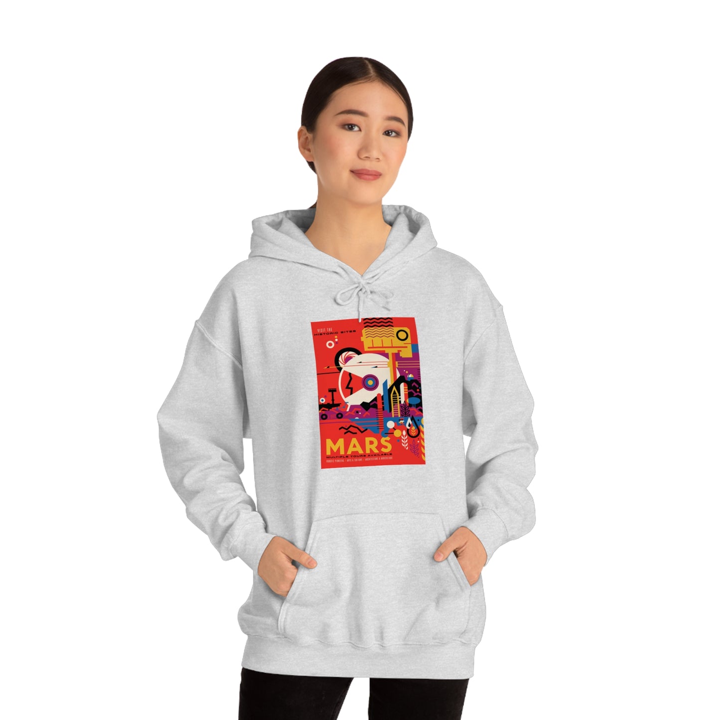 Retrofuturist Space Tourism to Mars Hooded Sweatshirt