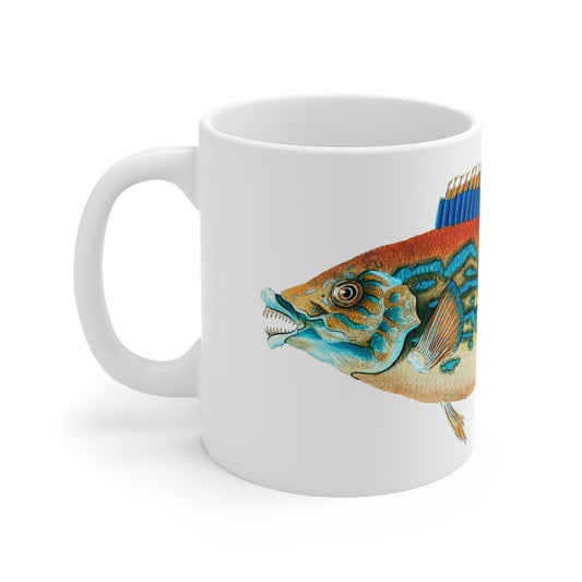 Retro Fish Print Ceramic Mug 11oz