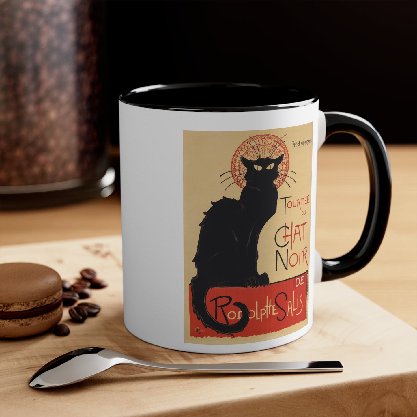 Retro Chat Noir Accent Coffee Mug, 11oz