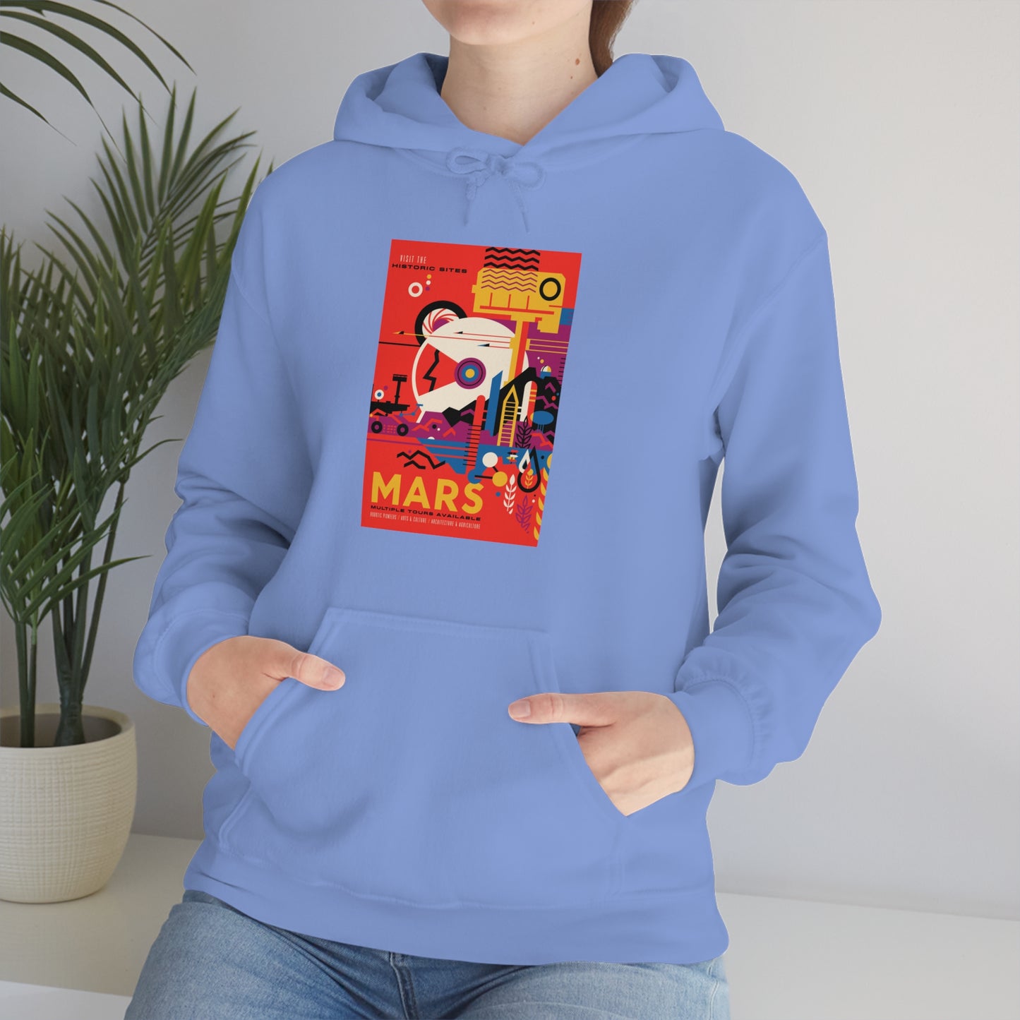 Retrofuturist Space Tourism to Mars Hooded Sweatshirt