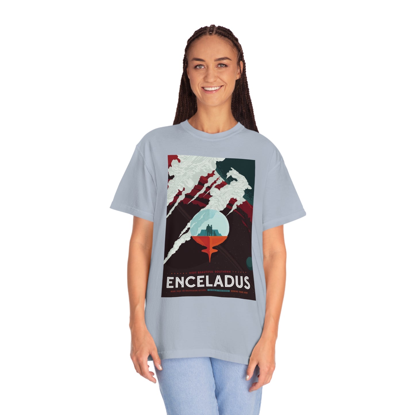 Retrofuturist Enceladus Tourism Print Shirt