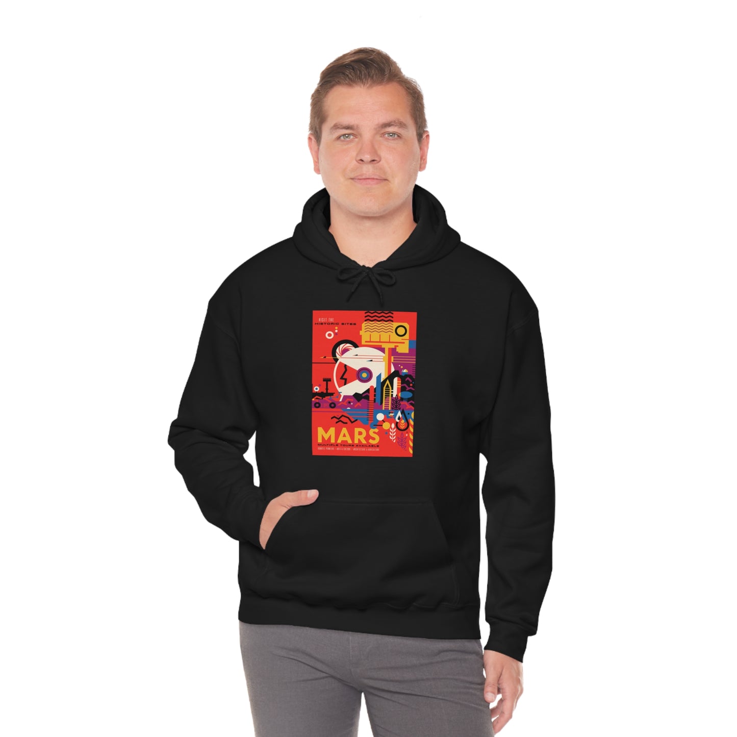 Retrofuturist Space Tourism to Mars Hooded Sweatshirt