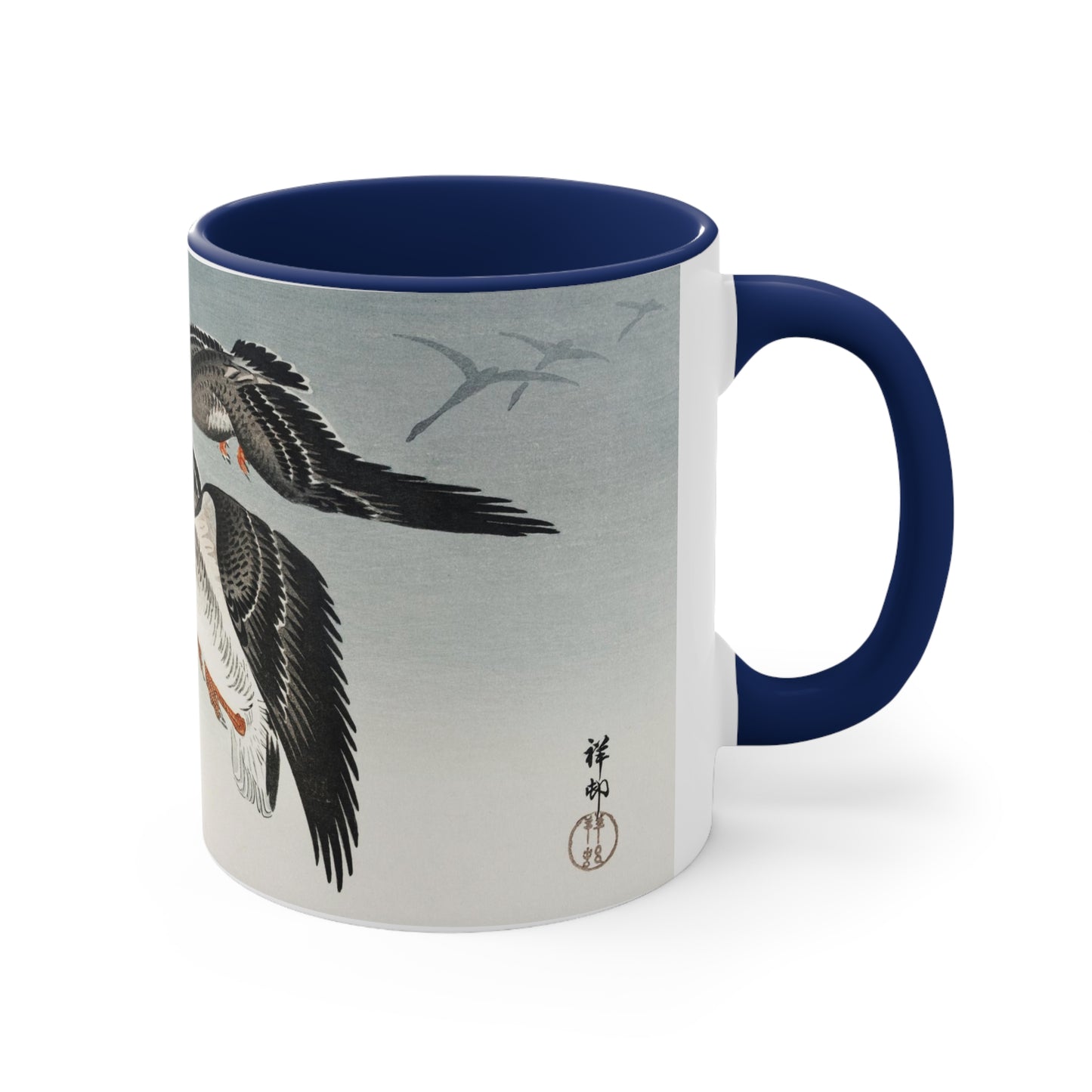 Birds at Full Moon Japanese Print Accent Coffee Mug, 11oz